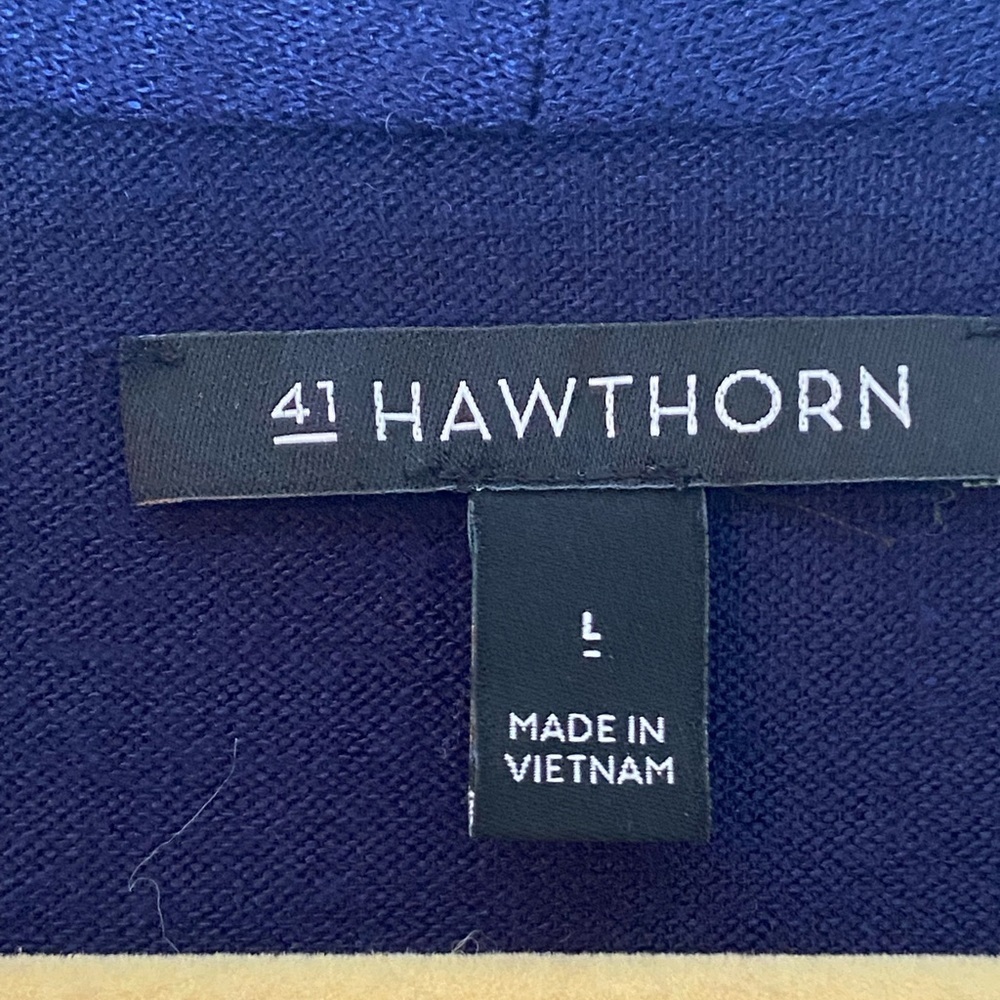 Elegant Navy Blue Faux Wrap Top - Picture 2 of 4